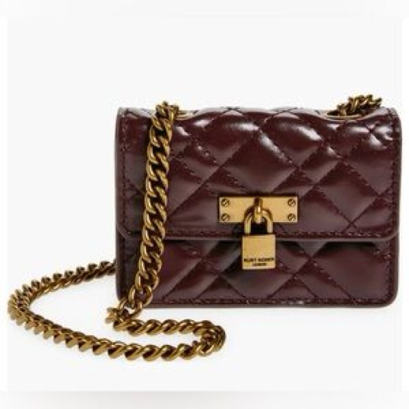 🆕KURT GEIGER Micro Brixton Burgundy Leather Shoulder Bag
